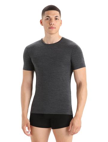 Sous Vêtement Icebreaker Merino Anatomica Corta Sleeve Crewe T-Shirt Homme Noir Grise | FR 1302FDNM